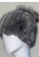 Linda Richards Dove Gray Fur Hat w/ Fox Pom