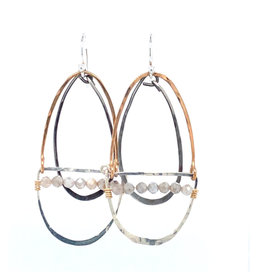 Moonstone & Sterling Oval Earrings