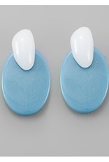 Light Blue Two-tone Oval Resin Earrings