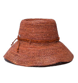 Brown Raffia Packable Bucket Hat