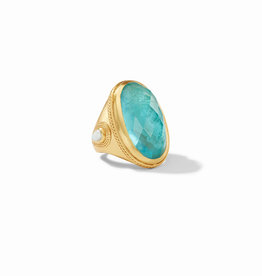 Julie Vos Cannes Statement Ring Iridescent Bahamian Blue w/Pearl Accents