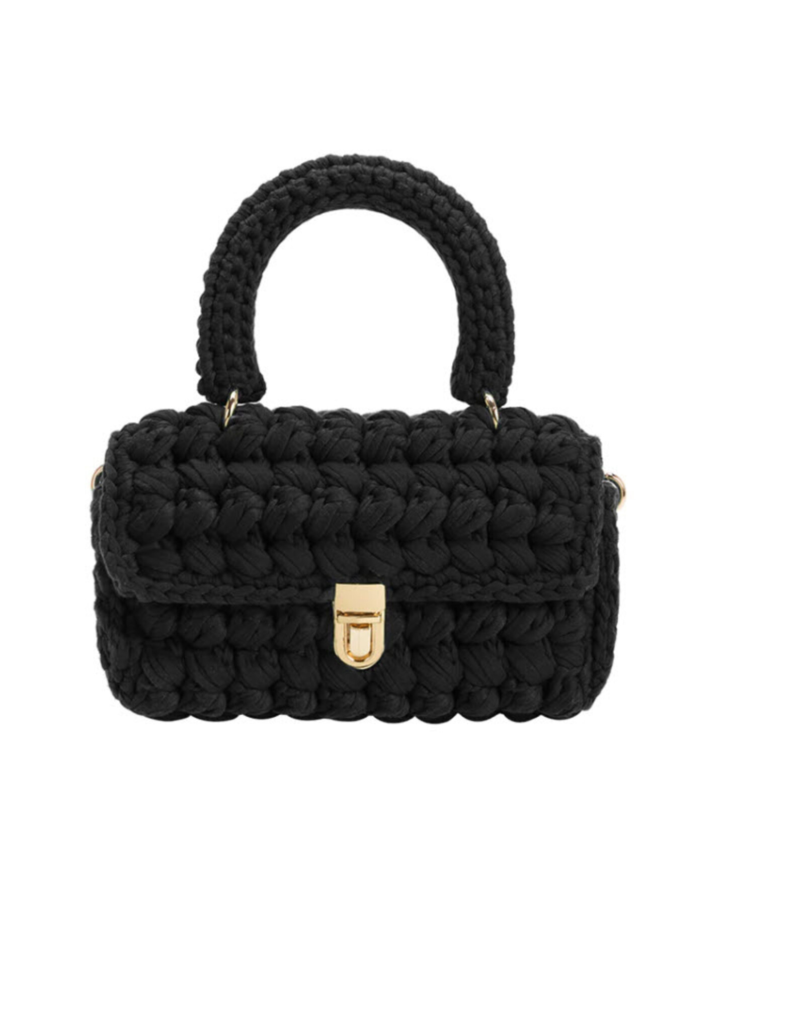 Melie Bianco Avery Black Knit Crossbody Bag