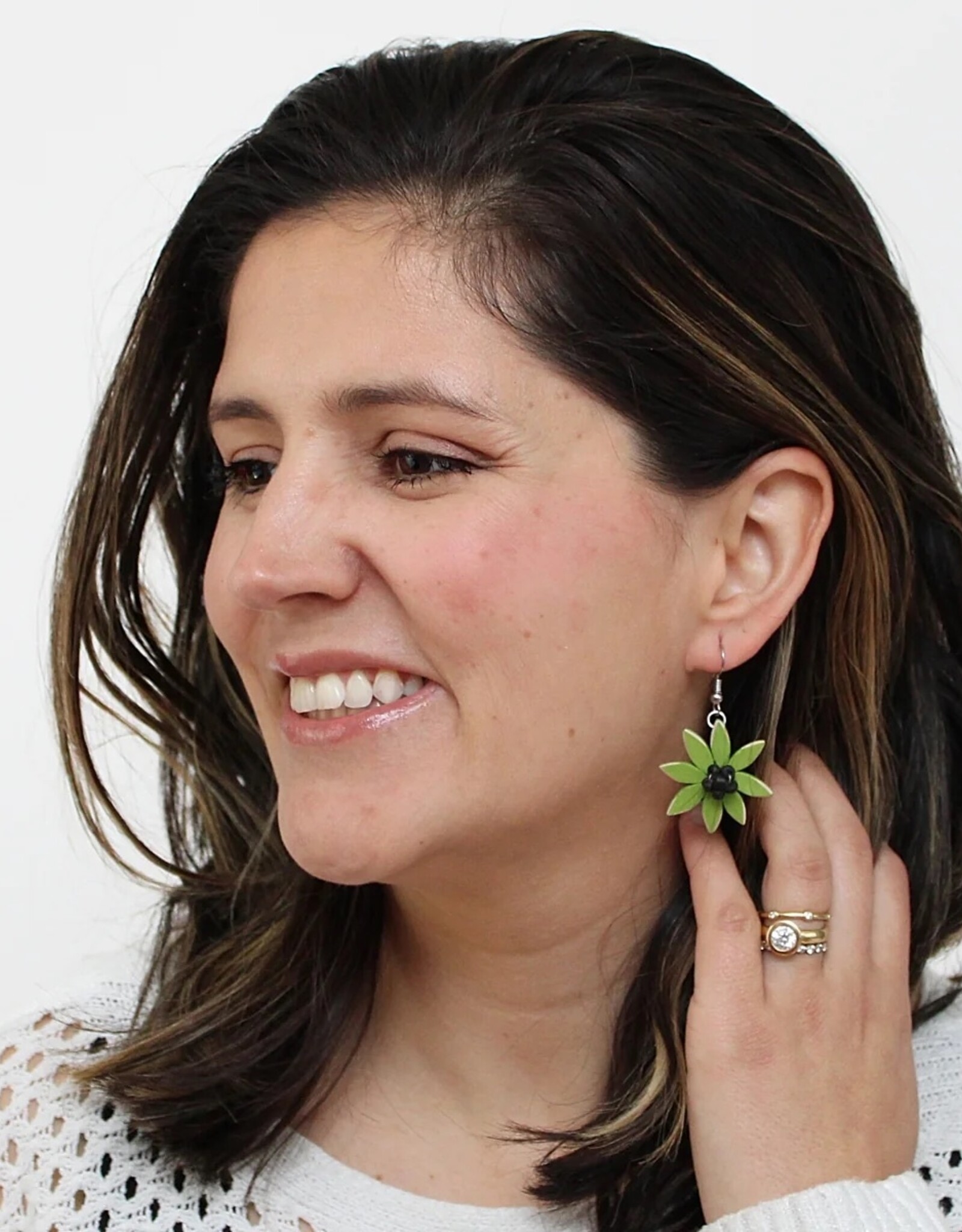 SYLCA Lime Amaya Flower Earrings
