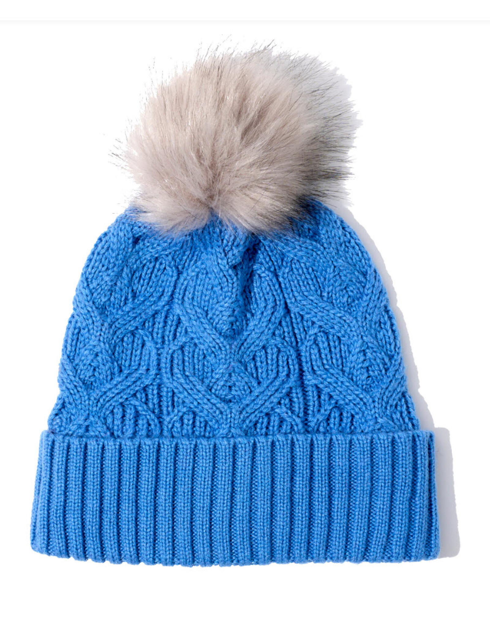Echo Mystic Blue Loopy Cable Pom Hat