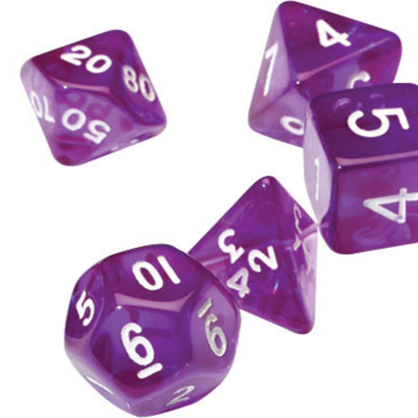 Sirius Dice RPG Dice Set (7): Translucent Purple Resin