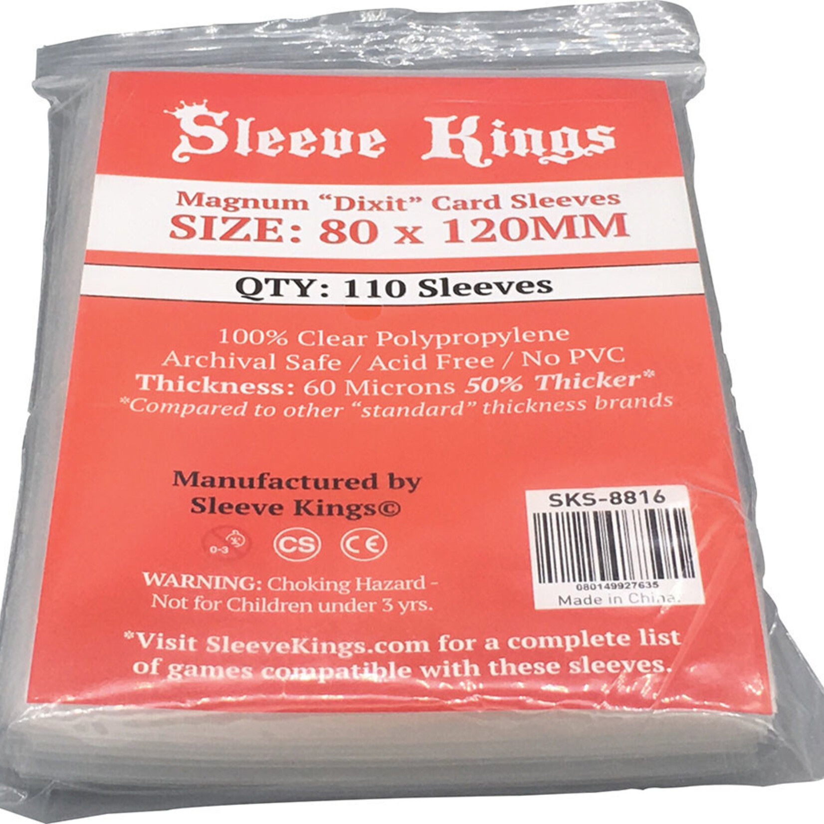 Sleeve Kings Sleeves: Magnum Dixit Sleeves 60 Microns 80mm x 120mm 110)