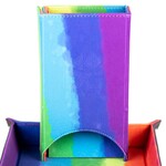 Metallic Dice Games Velvet Fold Up Dice Tower: Watercolor Rainbow