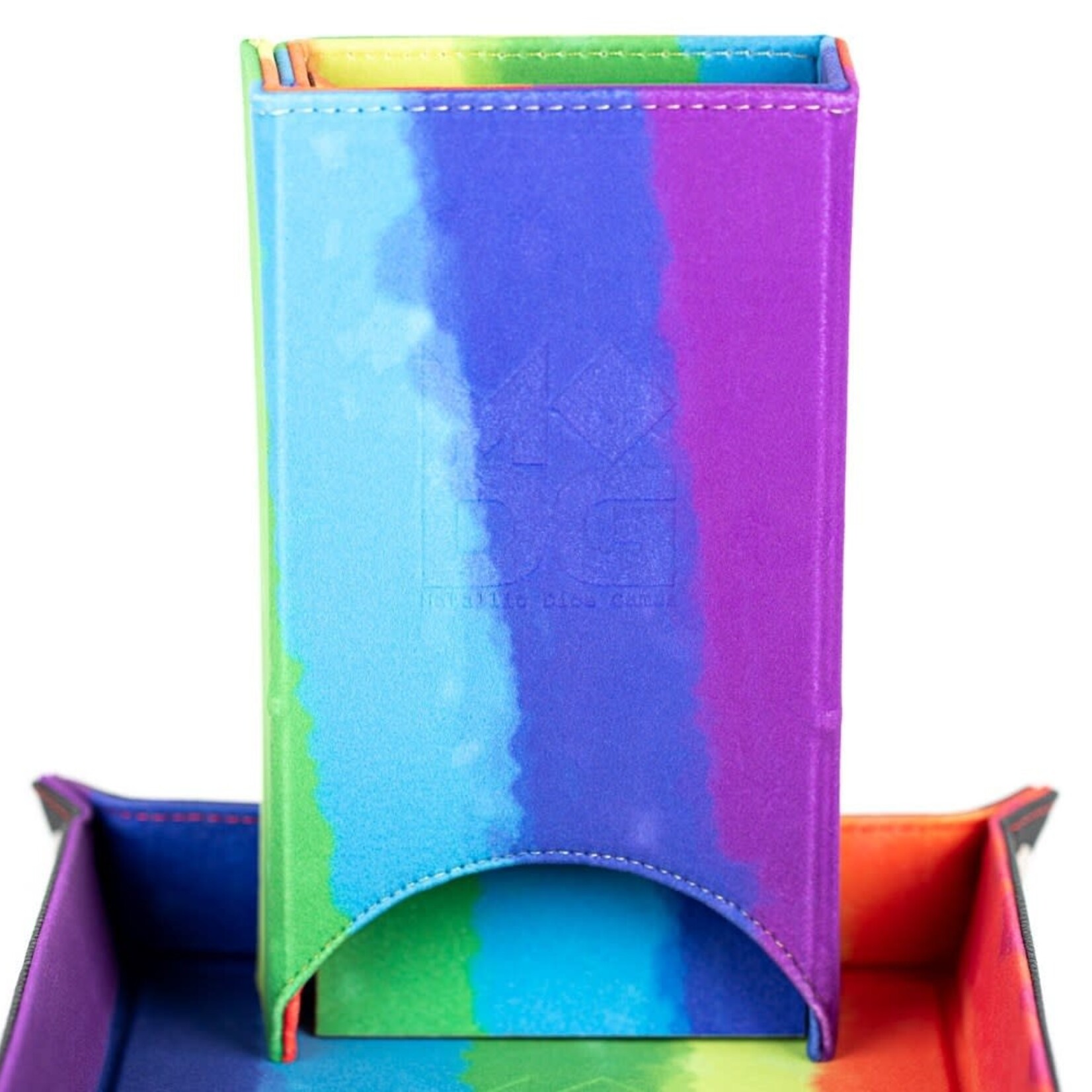 Metallic Dice Games Velvet Fold Up Dice Tower: Watercolor Rainbow