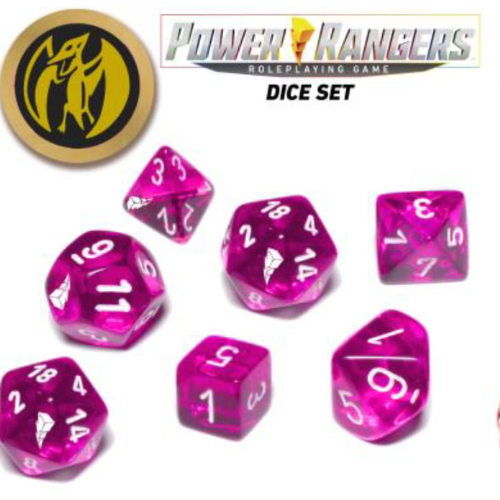 Renegade Game Studios Power Rangers RPG: Game Dice Set - Pink (7+coin)