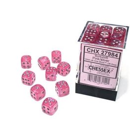 Chessex Borealis 12mm d6 Pink/silver Luminary Dice Block (36 dice)