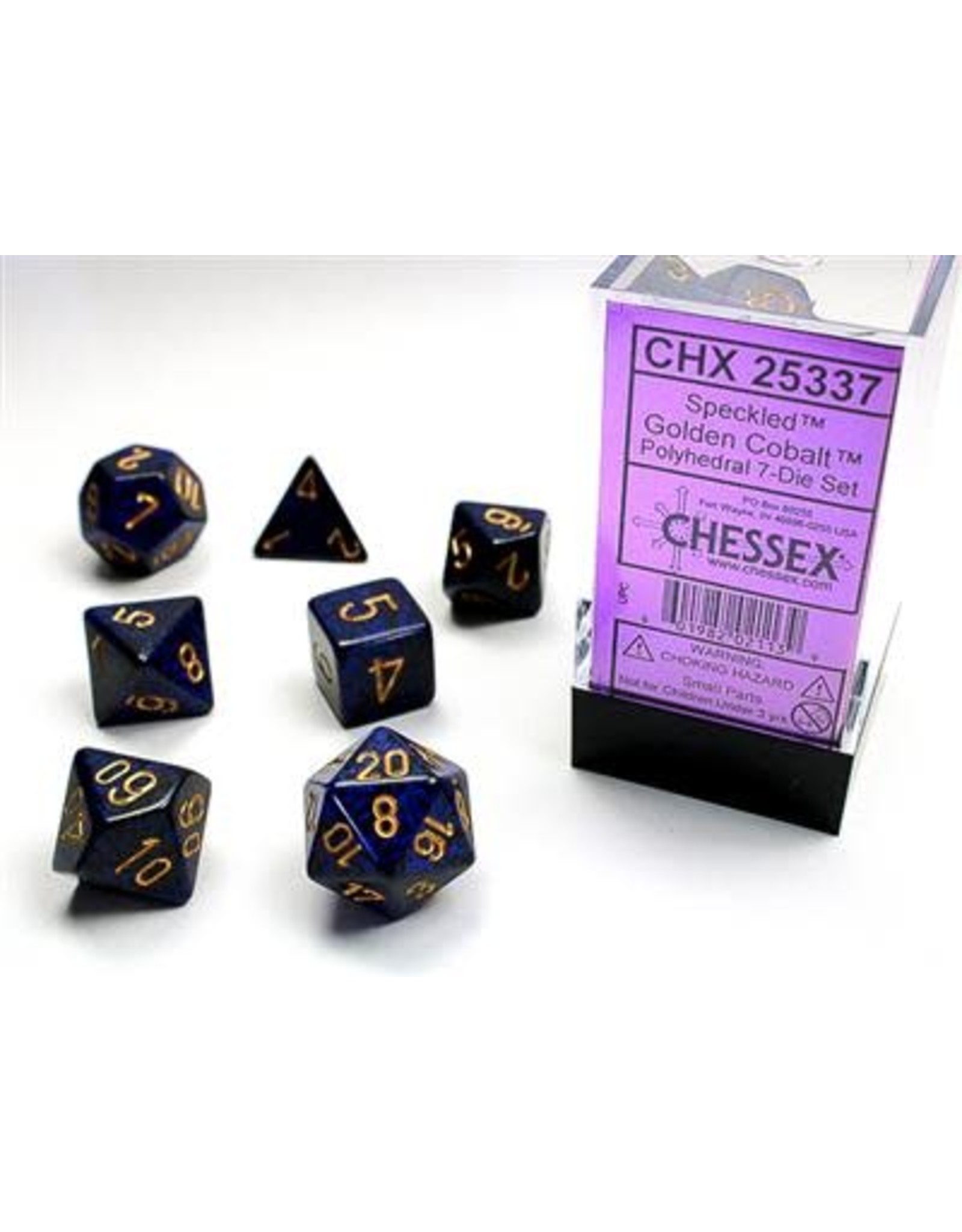 Chessex RPG Dice Set: 7-Set Speckled® Polyhedral Golden Cobalt™