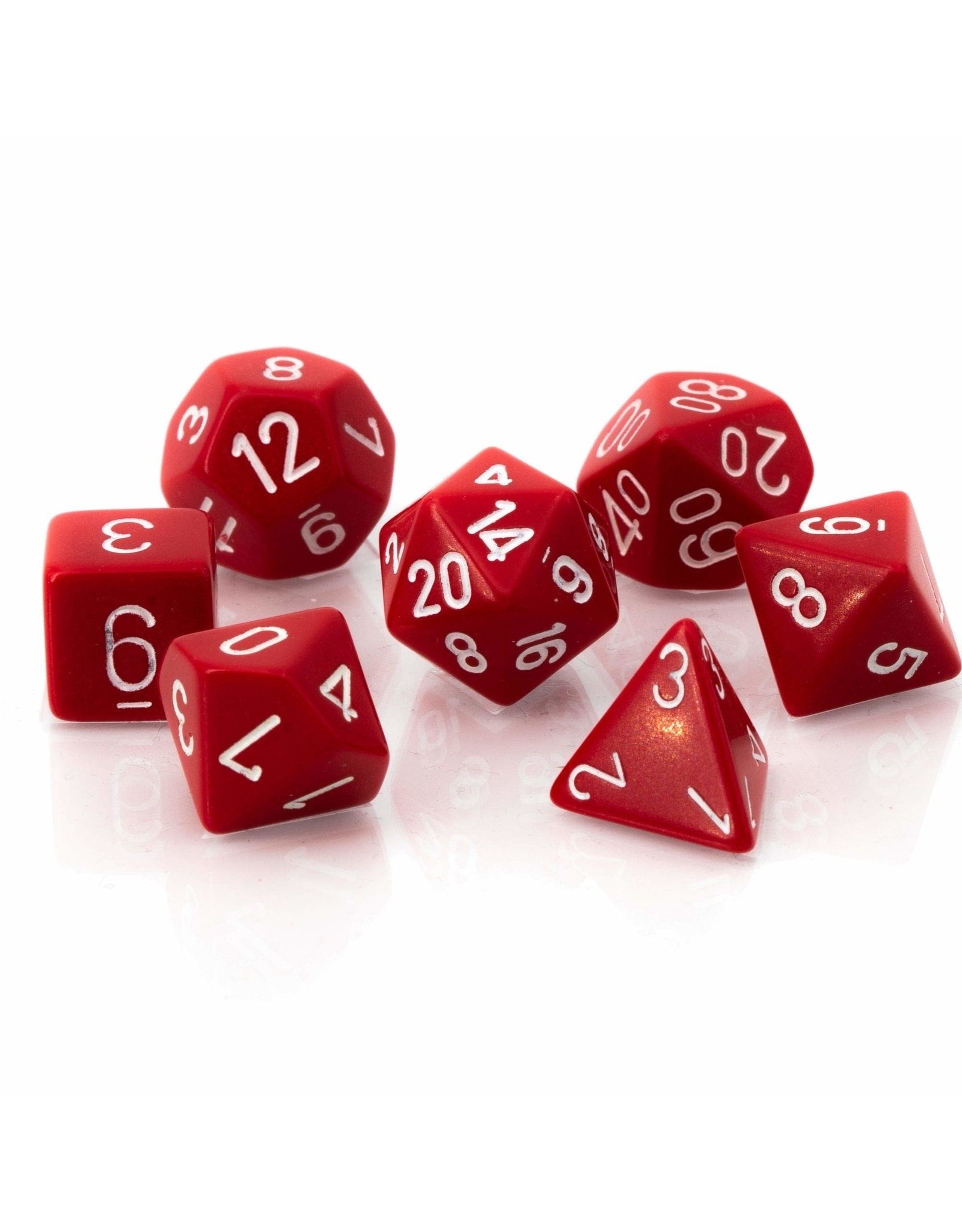 Chessex Opaque Red/White polyhedral 7-dice set
