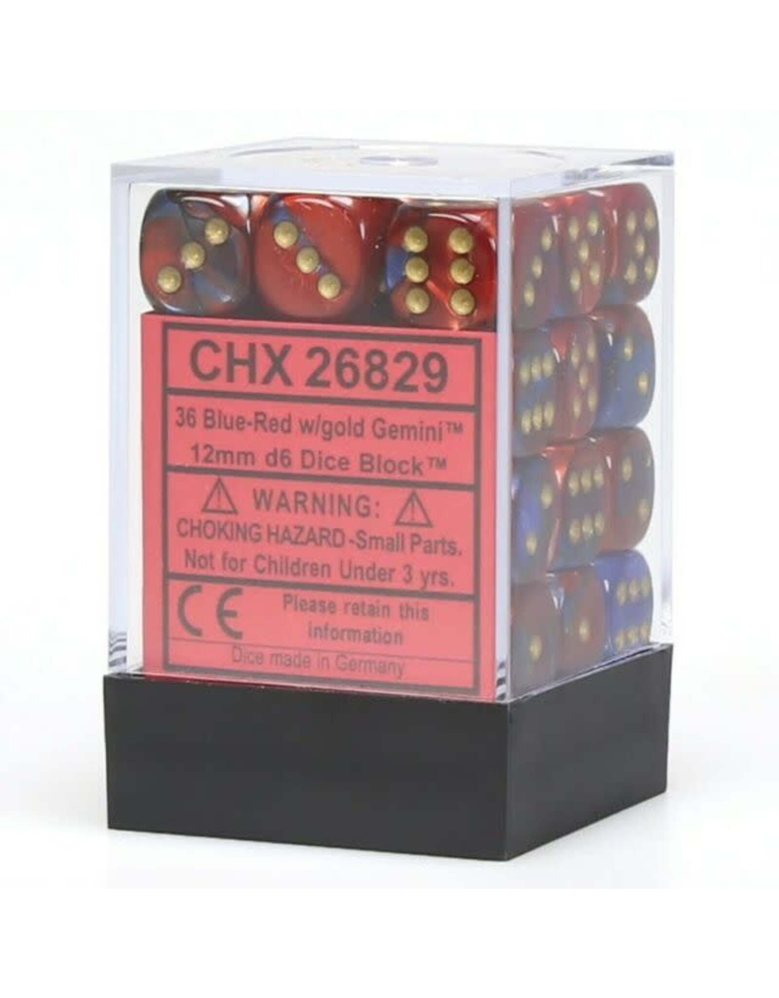 Chessex Gemini 2: 12mm D6 Blue Red/Gold (36)