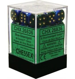 Chessex Gemini 3: 12mm D6 Blue-Green Gold/Black (36)