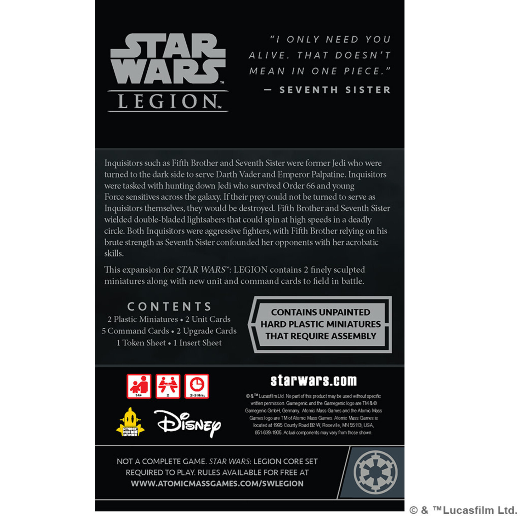 Atomic Mass Games Star Wars Legion: Fifth Brother and Seventh Sister