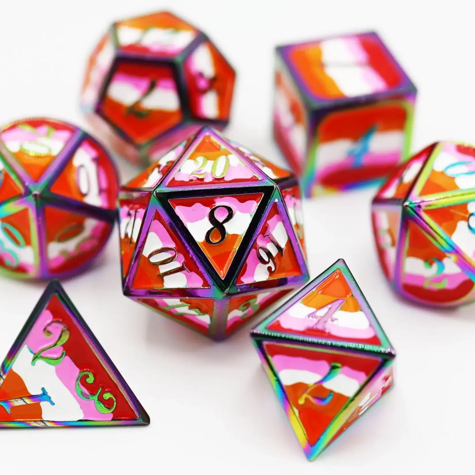 Foambrain Games RPG Dice Set: (7) Pride Flag Lesbian