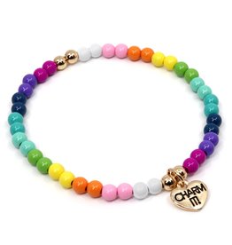 Charm It! Charm It! 4mm Rainbow Stretch Bead Bracelet