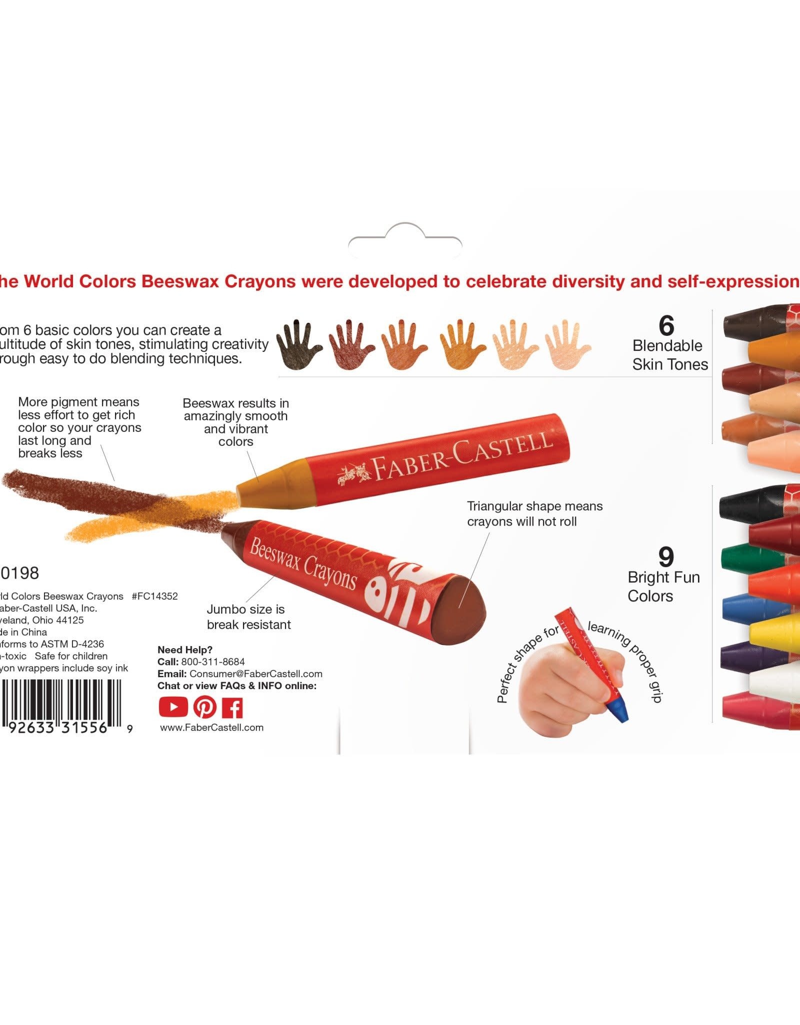 Faber-Castell World Of Colors 15ct Beeswax Crayons
