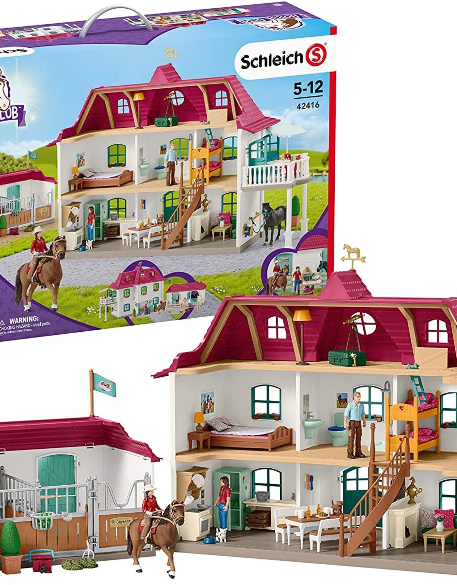 70-Piece Lakeside Country Dollhouse and Horse Stable Playset Schleich Horse Club 
