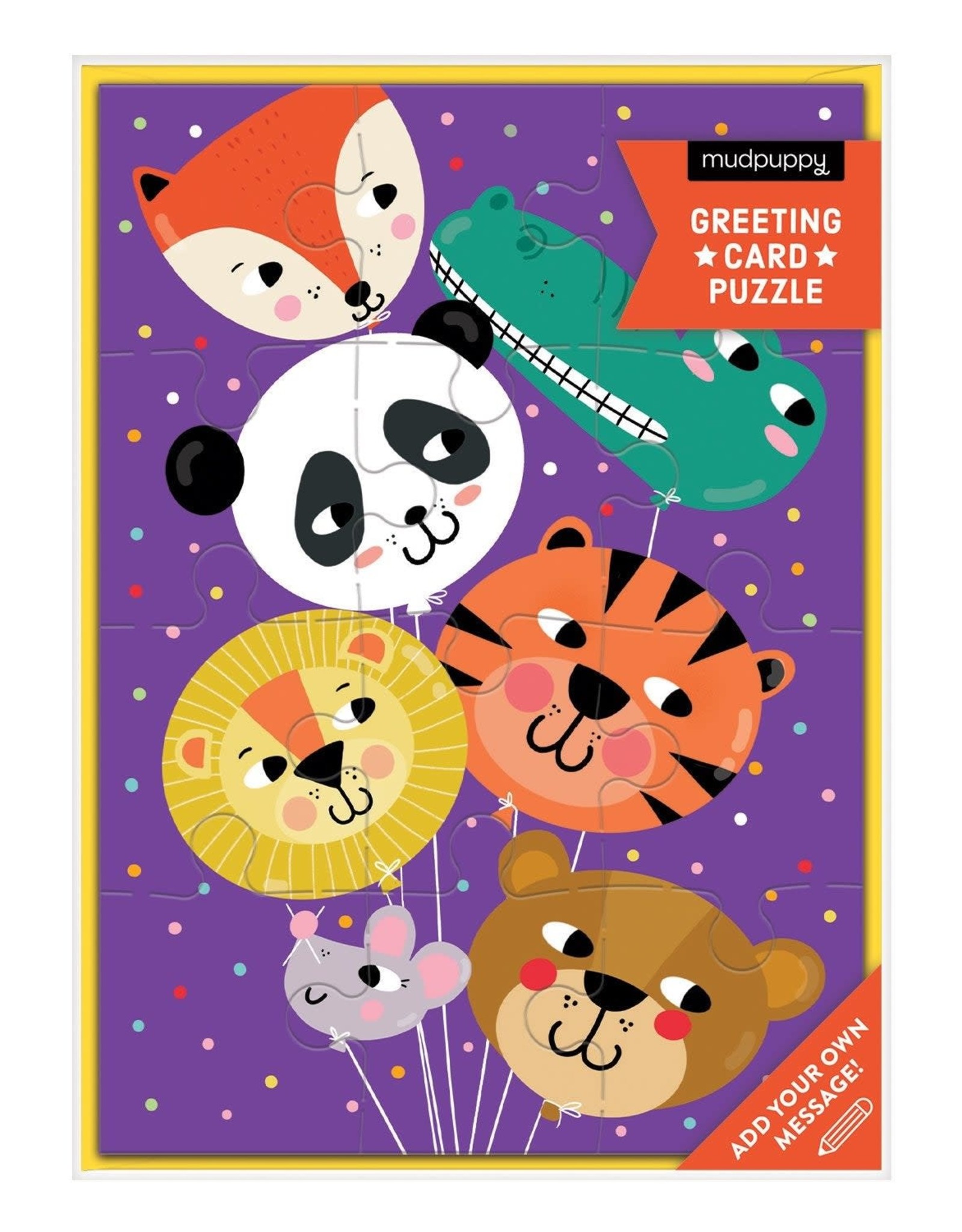 Mudpuppy Greeting Card Puzzle : Animal Balloons