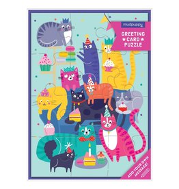 Mudpuppy Greeting Card Puzzle: Cat Party