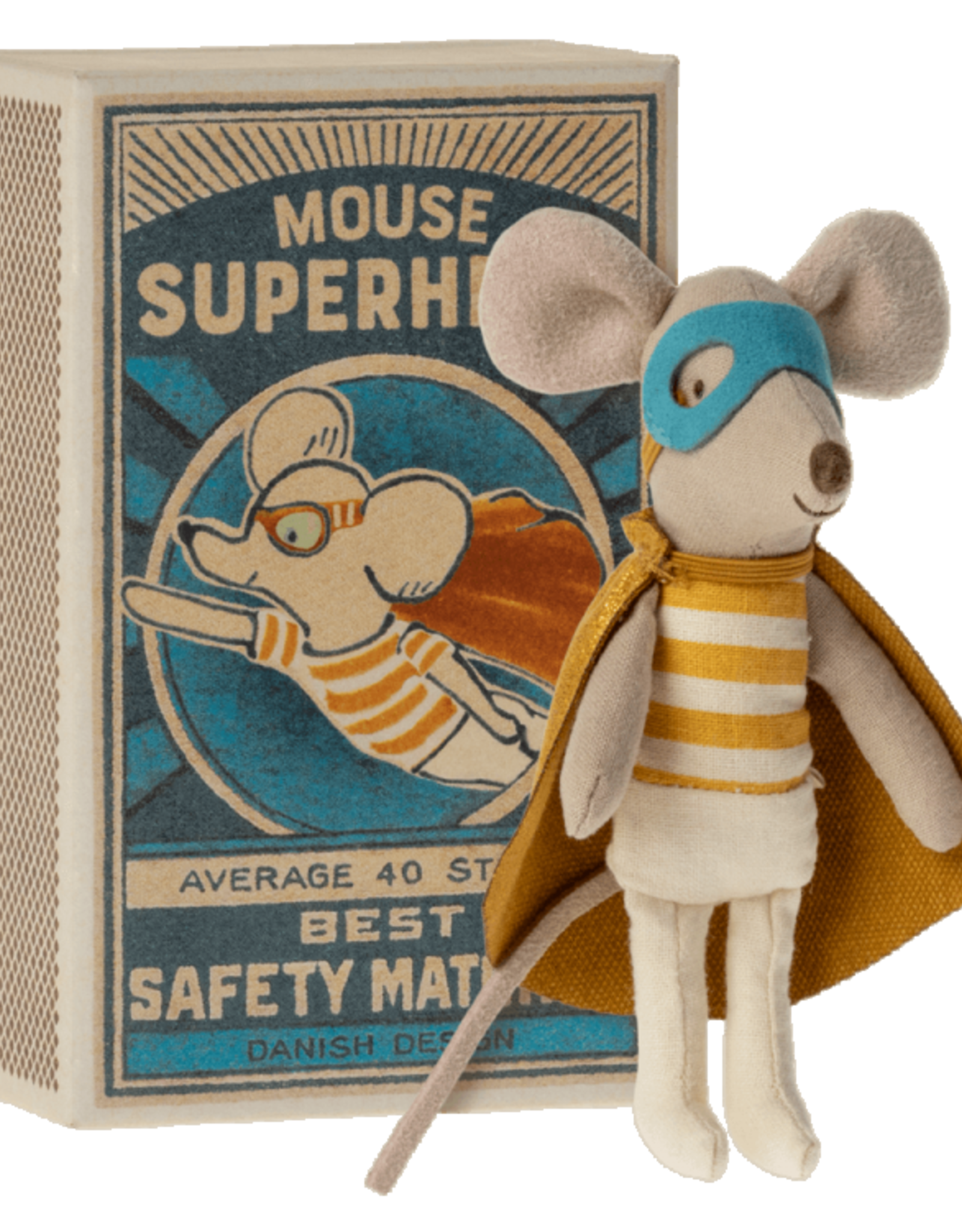 Maileg Maileg Super Hero Mouse, Little Brother, in Matchbox