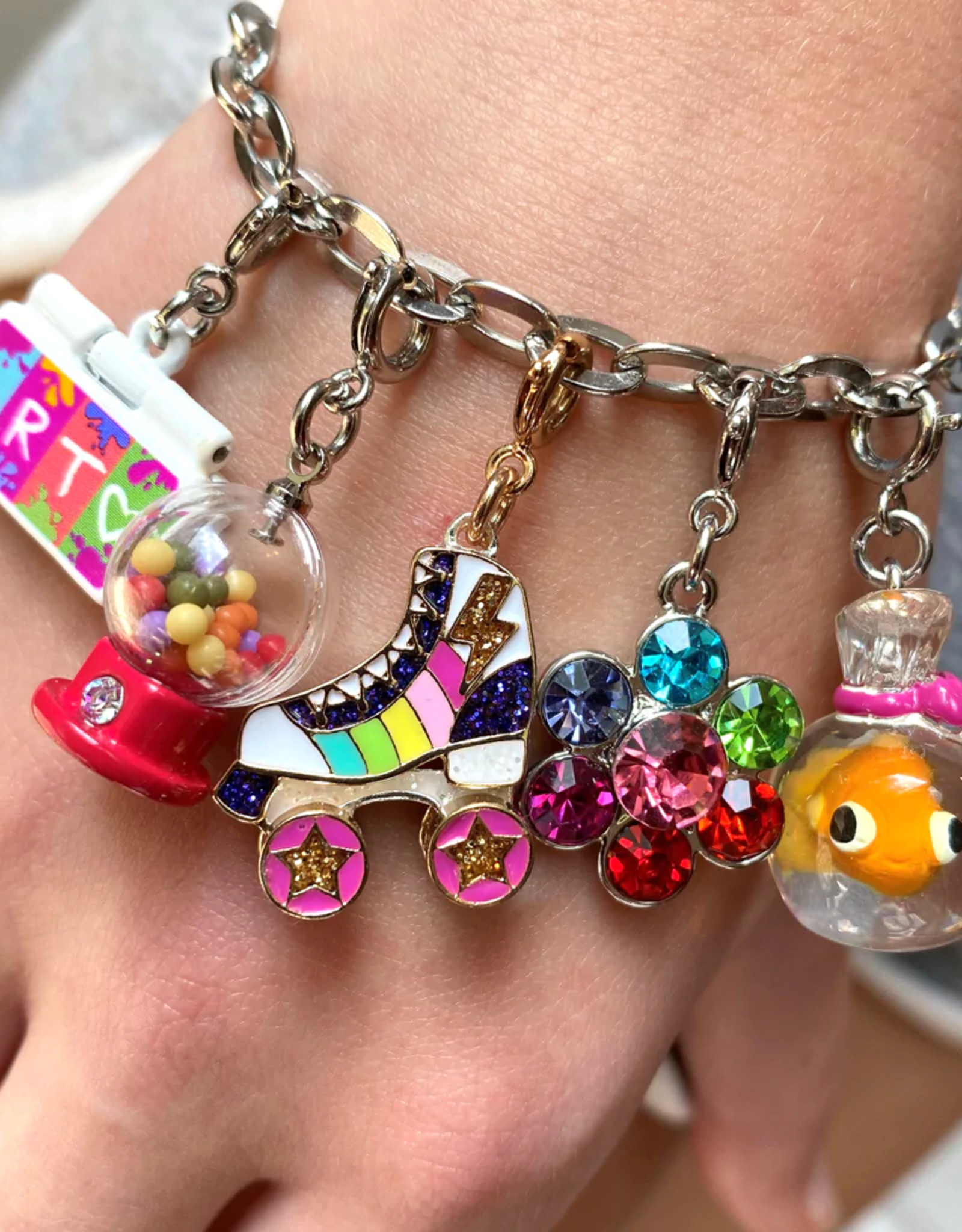 Charm It! Charm It! Gold Rainbow Rollerskate Charm