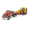 Bruder MACK Granite Flatbed Truck with JCB Loader backhoe