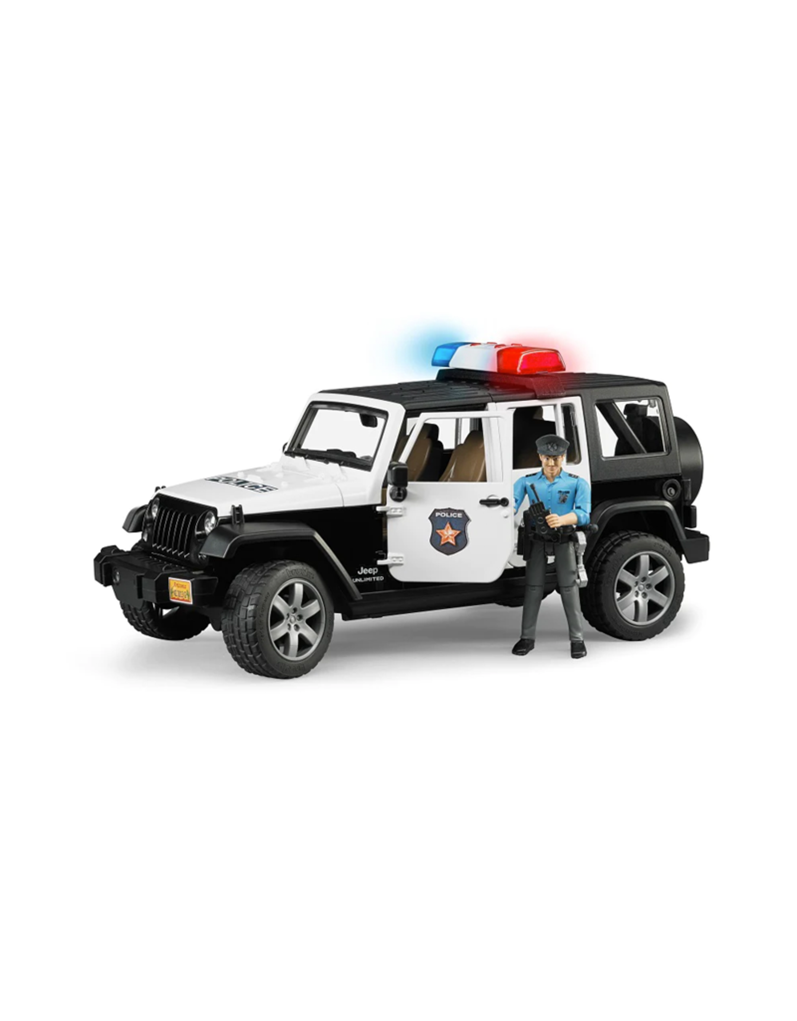 Bruder Jeep Rubicon Police car + light skin Policeman
