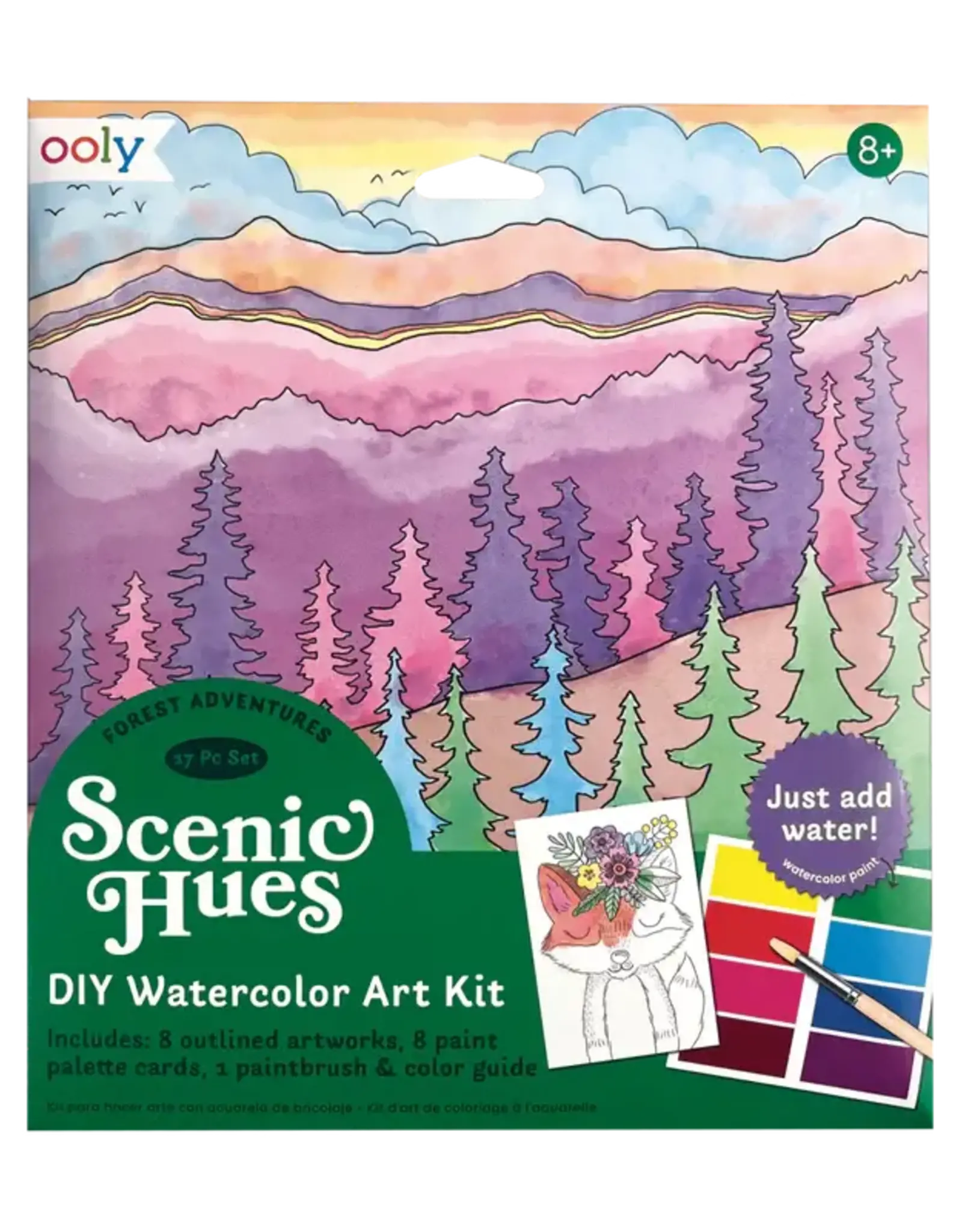 Ooly Ooly - Scenic Hues DIY Watercolor Art Kit, Forest Adventure