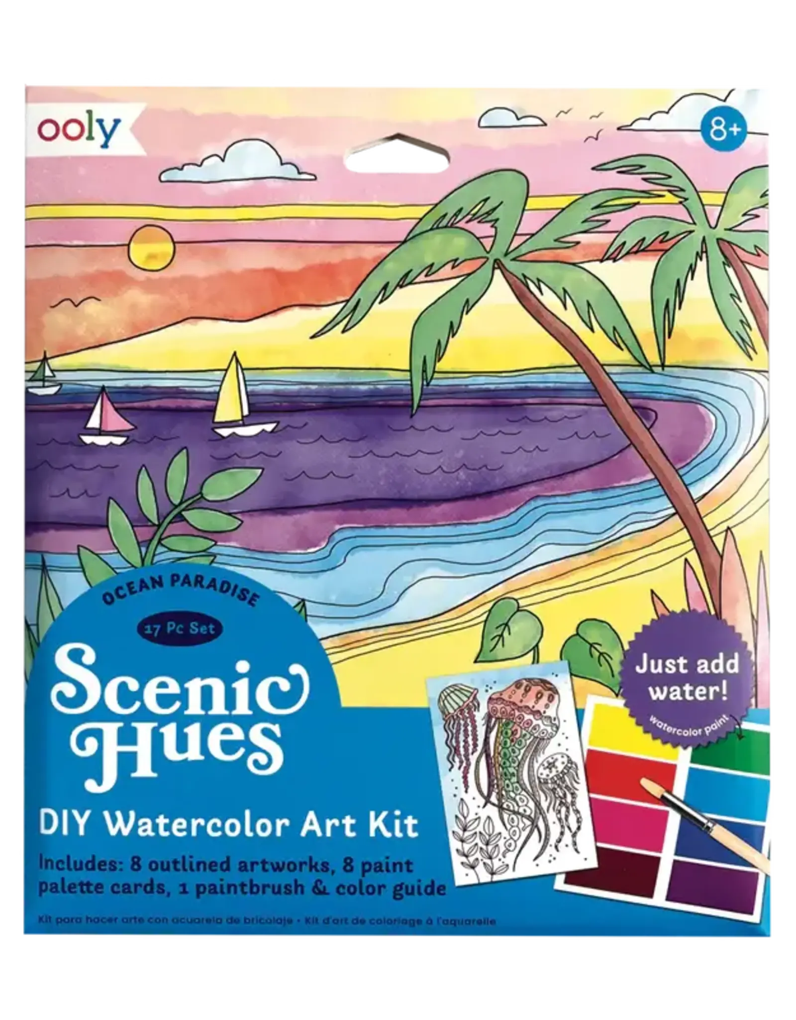 Ooly OOly - Scenic Hues DIY Watercolor Art Kit, Ocean Paradise