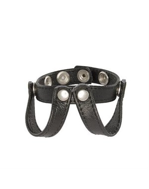 IGNITE BLACK LEATHER V-SPREADER COCK RING