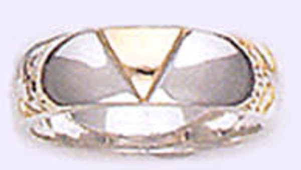 SMOOTH SS W/ 14K YELLOW TRIANGLE, 12