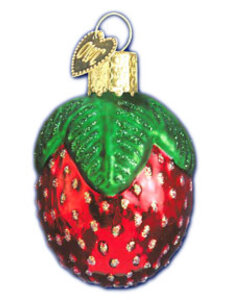 Merck Family GLASS STRAWBERRY XMAS ORNAMENT