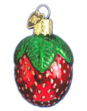 Merck Family GLASS STRAWBERRY XMAS ORNAMENT