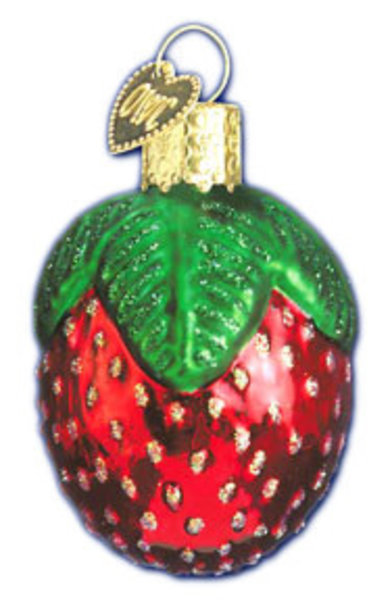 Merck Family GLASS STRAWBERRY XMAS ORNAMENT