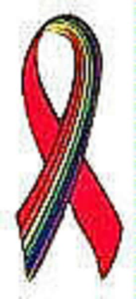 RED & RAINBOW RIBBON PIN