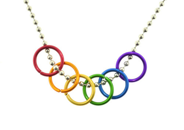 LARGE RAINBOW RINGS NECKLACE
