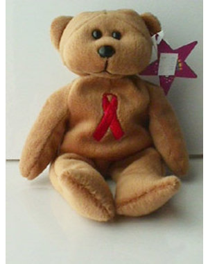  RED RIBBON BEANIE BEAR