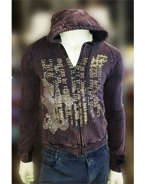 TOXIC WASTE TOXIC WASTE HOODIE STUDDED FLEUR DE LIS - MEDIUM