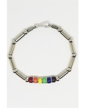  RAINBOW CERAMIC BEAD WITH METAL BRACELET