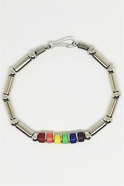 RAINBOW CERAMIC BEAD WITH METAL BRACELET