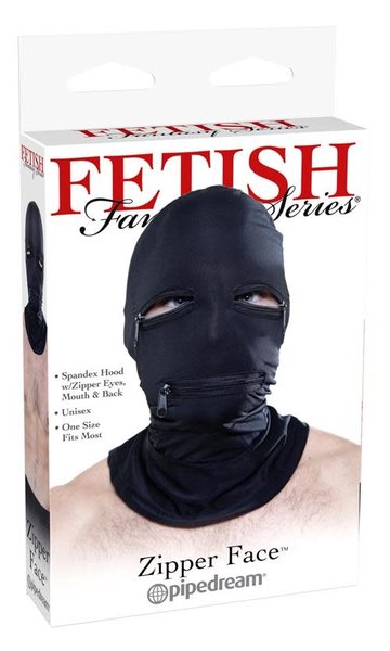 PIPEDREAM PRODUCTS FETISH FANTASY BLACK ZIPPER FACE HOOD