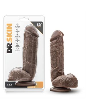 DR SKIN DR SKIN MR D DILDO WITH BALLS 8.5" CHOCOLATE