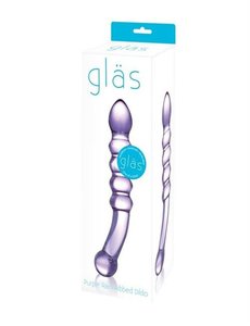 GLAS GLASS PURPLE RAIN RIBBED DILDO