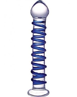 GLAS BLUE SPIRAL GLASS DILDO 7.5inch
