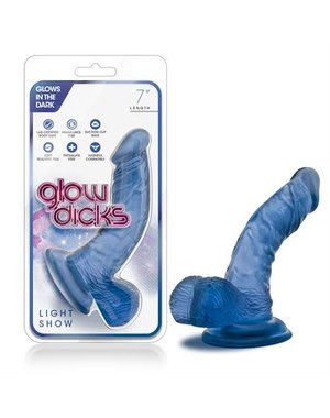 BLUSH NOVELTIES GLOW DICKS LIGHT SHOW 7in BLUE