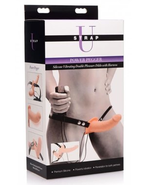 STRAP U STRAP U POWER PEGGER SILICONE VIBRATING DILDO HANRESS
