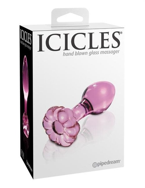 Icicles ICICLES NO 48 PINK FLOWER SHAPE GLASS ANAL PLUG