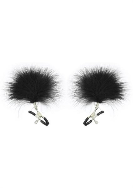 SPORTSHEETS SEX & MISCHIEF FEATHERED NIPPLE CLAMPS BLACK
